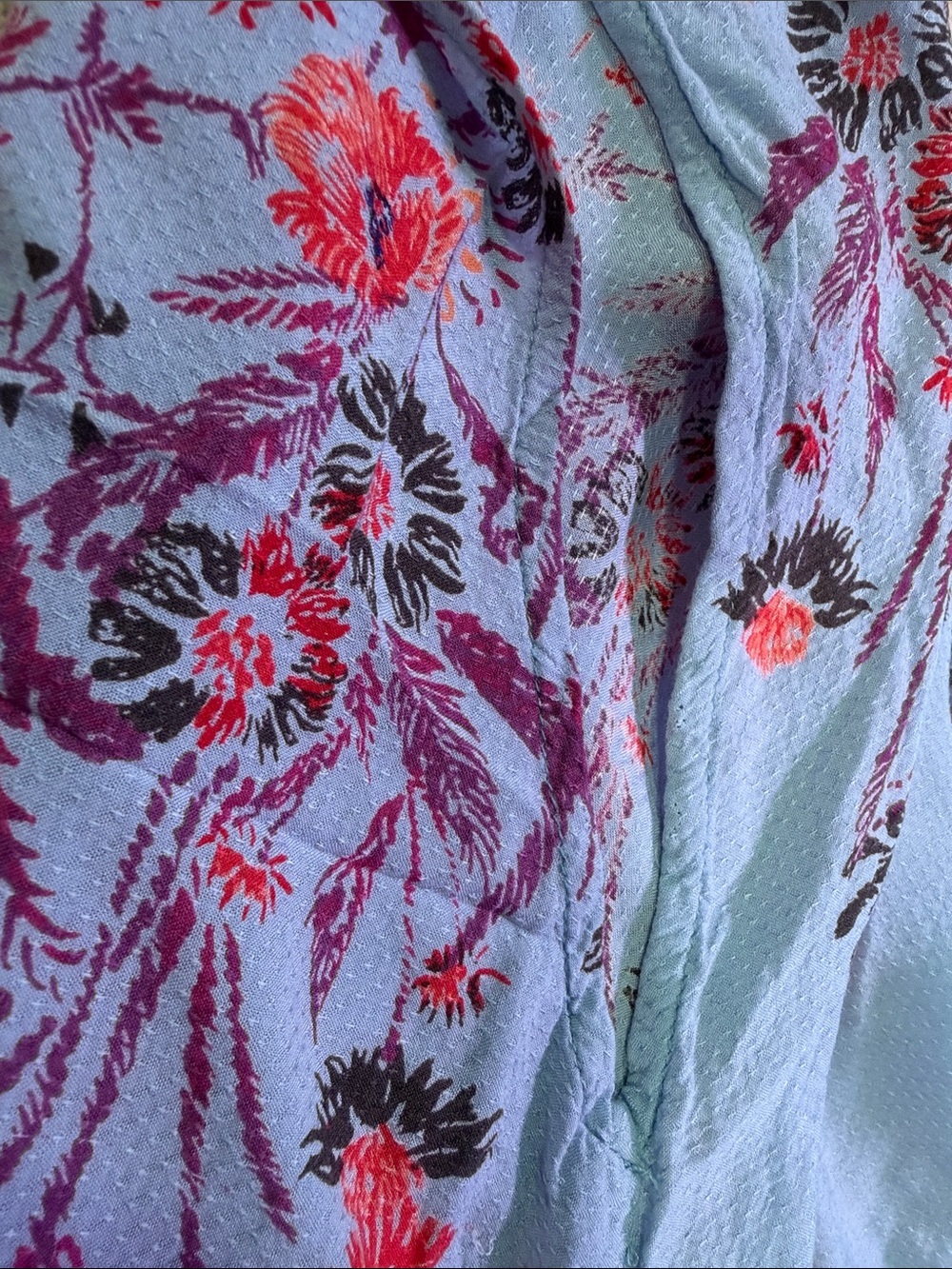 Free People Pale Blue Maxi Dress with Pink & Red Floral Embroidery - Picture 3 of 5
